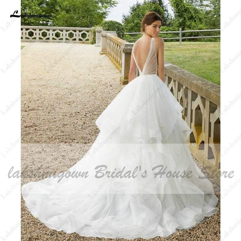 NumberSea Weiß Prinzessin Braut Robe Hochzeit Kleid V-ausschnitt Luxus