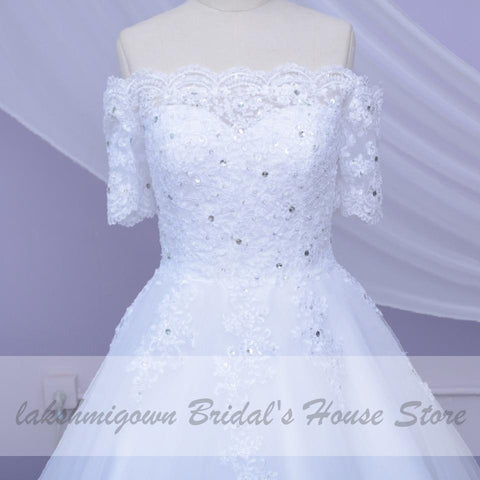 NumberSea Weißes Brautkleid in Übergröße mit Spitzenapplikationen