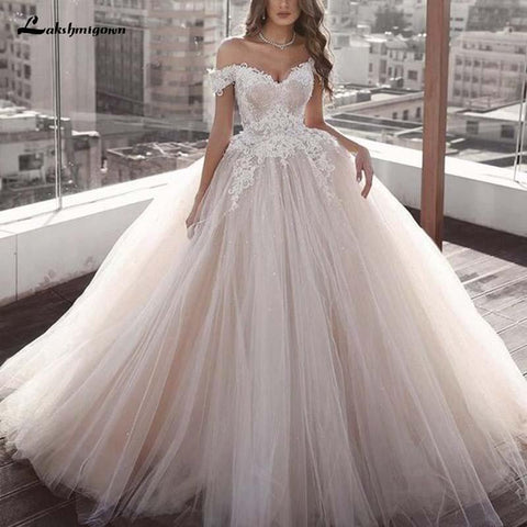 NumberSea Weiße Brautkleider Ballkleid Weg Von Der Schulter Schatz