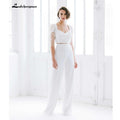 NumberSea Weißer Hochzeits-Jumpsuit Strand-Brautkleider