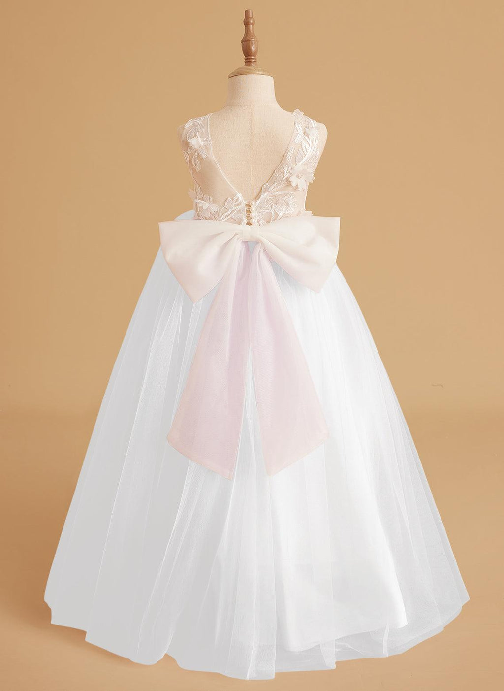 Dream Princess Sleeveless Detachable Train Flower Girl Dress