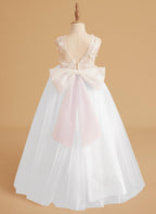 Dream Princess Sleeveless Detachable Train Flower Girl Dress
