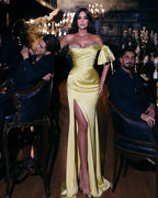 Long Mermaid Sweetheart Satin  High Split Evening Dresses