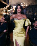 Long Mermaid Sweetheart Satin  High Split Evening Dresses