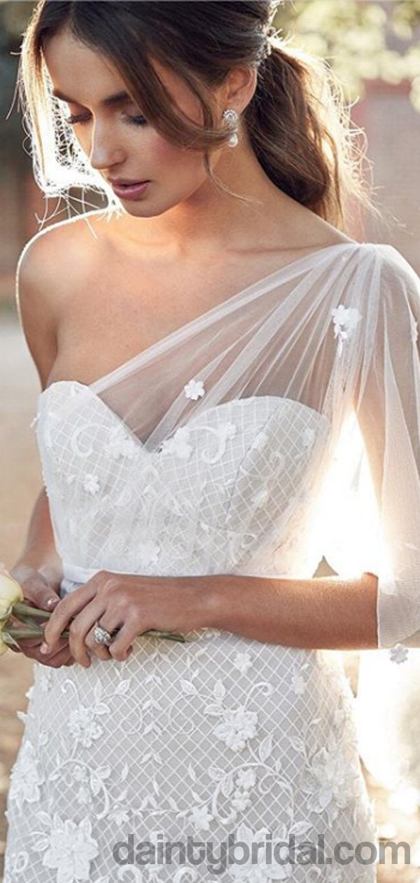Vestidos de noiva compridos com decote em coração em tule e renda com aplicações. DB10045